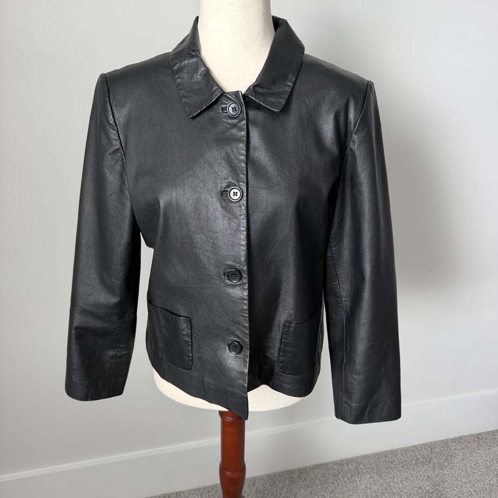 Excelled Petite Black Leather Jacket